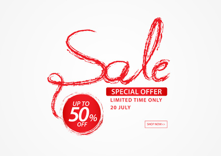 Red sale banner template, ribbons flat isolated, Labels, Stickers, Tags, Discount, icon, header, vector illustrationのイラスト素材