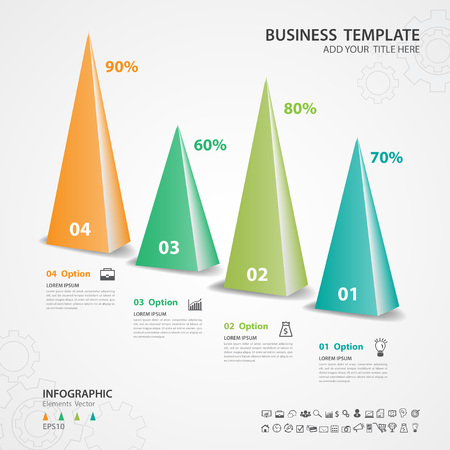 Infographics elements diagram with steps, options, arrow icon, web design, presentation, Vector illustration, business brochure template, banner design, advertisement, Process Chart, number, options, Timeline Slide and education.のイラスト素材