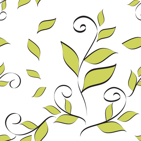 Leaves seamless pattern vector illustration for fabric, cloth, package, wall, decoration, furniture, printing media. Green background design. Leave icon. nature texture.のイラスト素材