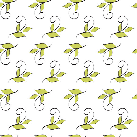 Leaves seamless pattern vector illustration for fabric, cloth, package, wall, decoration, furniture, printing media. Green background design. Leaves icon. nature texture.のイラスト素材