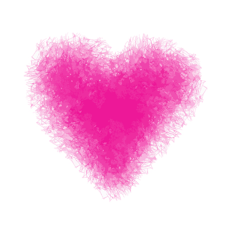 Pink Heart Painted watercolor vector illustration, hand drawn heart isolated, Sketch for for valentines day or weddingのイラスト素材