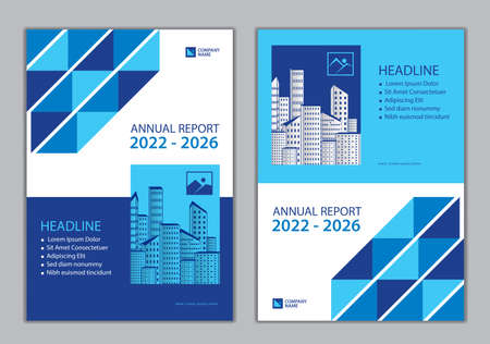 Annual report Cover design 2022-2026 template, Brochure Cover design, business brochure flyer, book cover, advertisement, Magazine, Poster, Corporate Presentation, Blue abstract background, vectorのイラスト素材