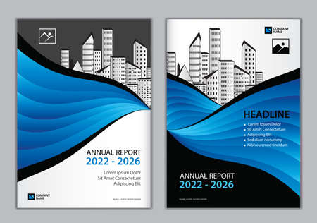 Annual report Cover design 2022-2026 template, Brochure Cover design, business brochure flyer, book cover, advertisement, Magazine, Poster, Corporate Presentation, Blue abstract background, vectorのイラスト素材