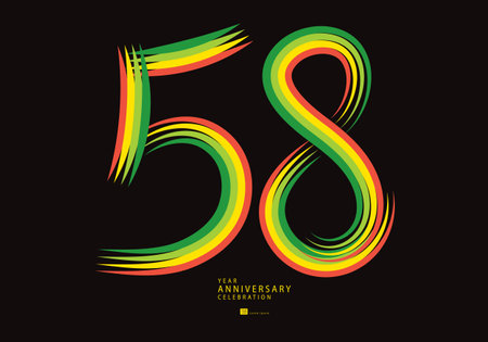 58 years anniversary celebration logotype colorful line vector, 58th birthday logo, 58 number design, Banner template, logo number elements for invitation card, poster, t-shirt.のイラスト素材