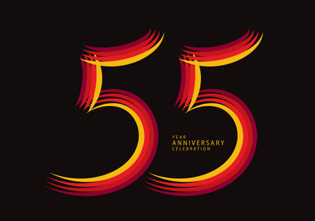 55 years anniversary celebration logotype red line vector, 55th birthday logo, 55 number design, Banner template, logo number elements for invitation card, poster, t-shirt.のイラスト素材