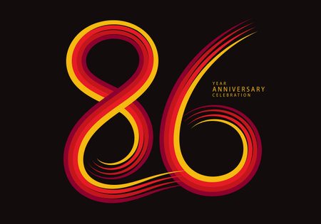 86 years anniversary celebration logotype red line vector, 86th birthday logo, 86 number design, Banner template, logo number elements for invitation card, poster, t-shirt.のイラスト素材
