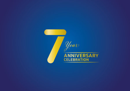7 years anniversary celebration logotype gold color vector, 7th birthday logo, 7 number, anniversary year banner, anniversary design elements for invitation card and poster. number design vectorのイラスト素材