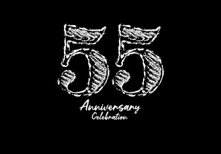 55 years anniversary celebration logotype white vector, 55th birthday logo, 55 number design, anniversary year banner, anniversary design elements for invitation card and poster. number design vectorのイラスト素材
