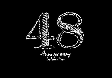 48 years anniversary celebration logotype white vector, 48th birthday logo, 48 number design, anniversary year banner, anniversary design elements for invitation card and poster. number design vectorのイラスト素材