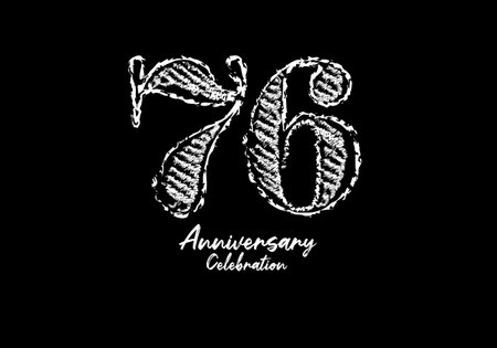 76 years anniversary celebration logotype white vector, 76th birthday logo, 76 number design, anniversary year banner, anniversary design elements for invitation card and poster. number design vectorのイラスト素材