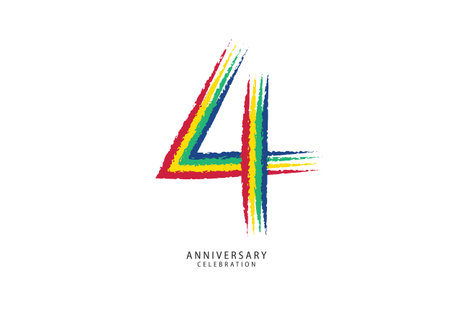4 years anniversary celebration logotype colorful line vector, 4th birthday logo, 4 number design, anniversary template, anniversary vector design elements for invitation card, poster, flyer.のイラスト素材