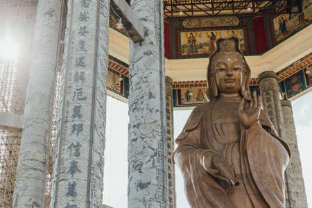 Octagonal pavilion over the 99-foot (30-meter) tall bronze Guanyin statue at Kek Lok Si Temple at George Town. Panang, Malaysia.のeditorial素材