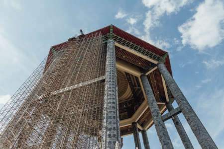 Renovated octagonal pavilion over the 99-foot (30-meter) tall bronze Guanyin statue at Kek Lok Si...