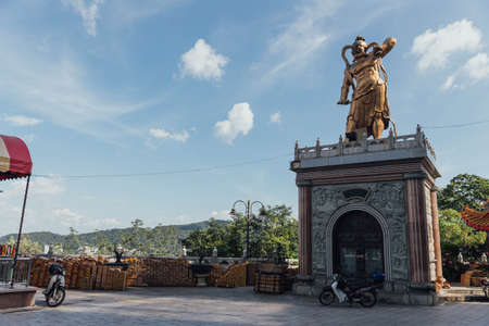 Golden Guanyin's guardian statue at octagonal pavilion in Kek Lok Si Temple at George Town. Panang, Malaysia.のeditorial素材
