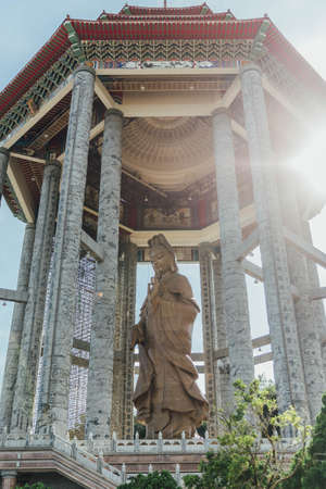 Octagonal pavilion over the 99-foot (30-meter) tall bronze Guanyin statue at Kek Lok Si Temple at...