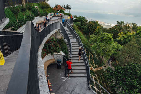 People with stairway from Penang Hill at George Town. Penang, Malaysia.のeditorial素材