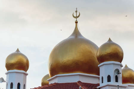 Masjid Bukit Bendera (Penang Hill Mosque) at evening from Penang Hill at George Town. Penang, Malaysia.のeditorial素材