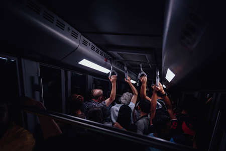 People inside monorail when go down from Penang Hill at George Town. Penang, Malaysia.のeditorial素材