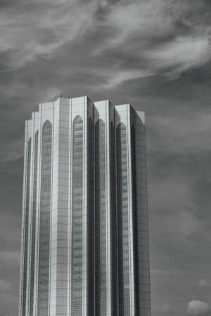 Black and white Dayabumi Complex building in the morning in Kuala Lumpur, Malaysia.のeditorial素材