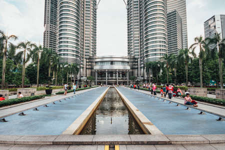 Ground area of Petronas twin towers in Kuala Lumpur, Malaysia.のeditorial素材