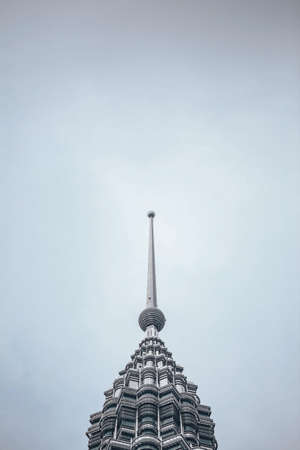 Detail of the top of Petronas twin towers in Kuala Lumpur, Malaysia.のeditorial素材