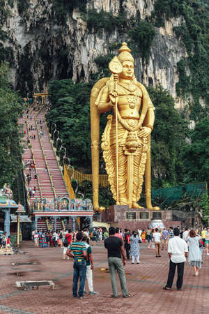 Batu Caves statue and entrance near Kuala Lumpur, Malaysiaのeditorial素材