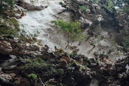 Limestone texture inside Batu Caves near Kuala Lumpur, Malaysiaの写真素材