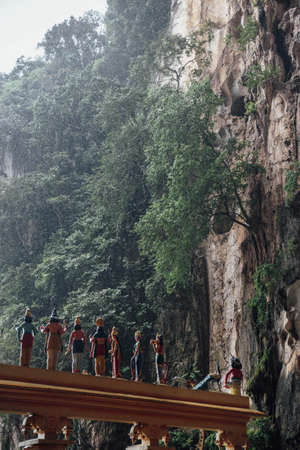 Hindu's divine statue in top of the gate of Batu Caves near Kuala Lumpur, Malaysiaの写真素材