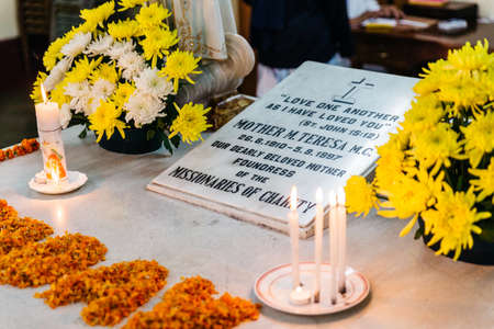 Saint Teresa of Calcutta tomb in the Missionaries of Charity in Kolkata, Indiaのeditorial素材