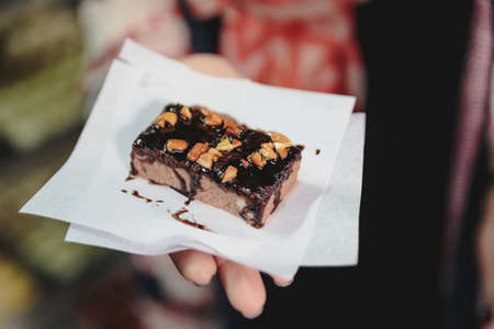 Indian brownie in dessert retail shop in Kolkata, India.の写真素材