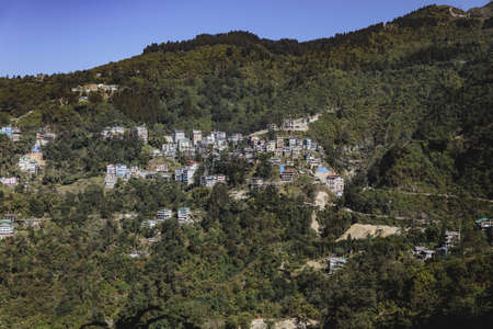 Villages and houses on the mountain in Sikkim, India.の写真素材