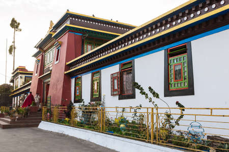 Colorful front gate detail of Rumtek Monastery in winter near Gangtok. Sikkim, India.のeditorial素材