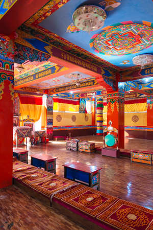 Inside Guru Rinpoche Temple with colorful interior decoration in Guru Rinpoche Temple at Namchi. Sikkim, India.のeditorial素材