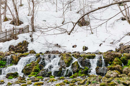 Fukidashi Park was made at the area that natural water from Mt.Yotei in Hokkaido, Japan.の写真素材