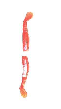 Little colorful silicone fishing on white background