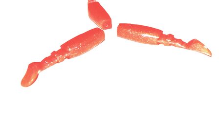 Little colorful silicone fishing baits on white backgroundの写真素材