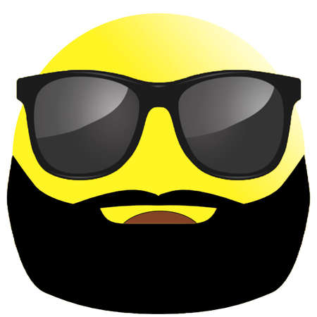 emoticons icon. fashion emoticons. Emoticon with sunglasses mustache and beard. yellow symbol.の写真素材