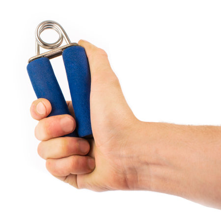 arm with hand expander isolated on white backgroundの写真素材