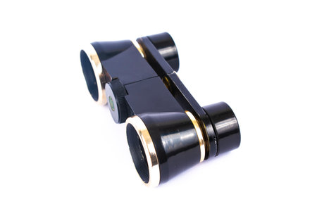 vintage binoculars isolated on white isolated backgroundの写真素材