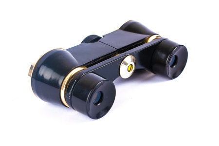 vintage binoculars isolated on white isolated backgroundの写真素材