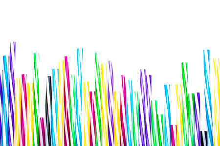 Colorful collection of tubes for different drinks background isolateの写真素材