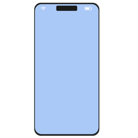 Smartphone of the latest model with a blue screen. communication and battery icons. vector graphics.のイラスト素材