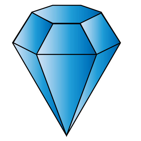 Faceted blue color diamond with black outline vector graphicのイラスト素材