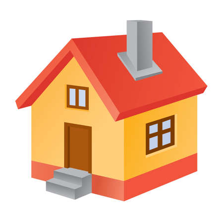 three demensional home icon on a white backgroundのイラスト素材
