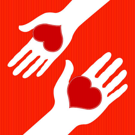 Man and woman exchanging Hearts on Valentines Dayのイラスト素材