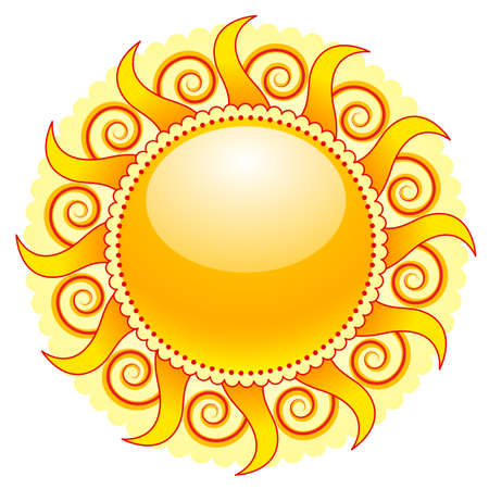 shiny sun icon isolated on whiteのイラスト素材