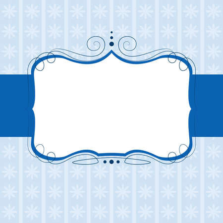 swirl banner on blue pattern backgroundのイラスト素材