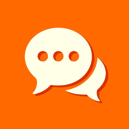 flat chat icon with shadow on orange backgroundのイラスト素材