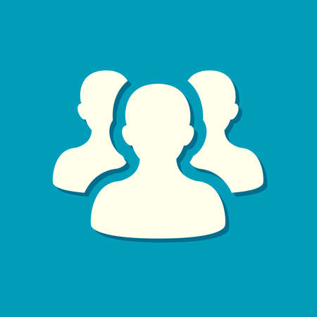 Flat team icon with shadow on blue background