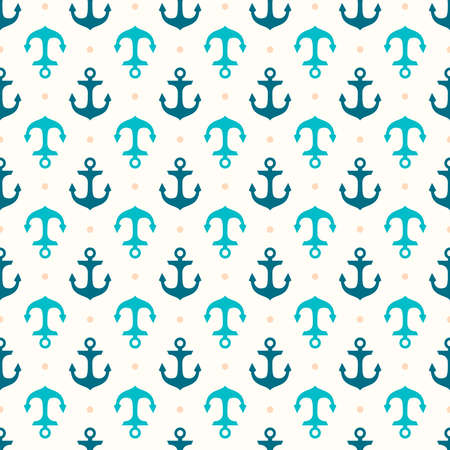Retro seamless pattern with anchors. Marine backgroundのイラスト素材